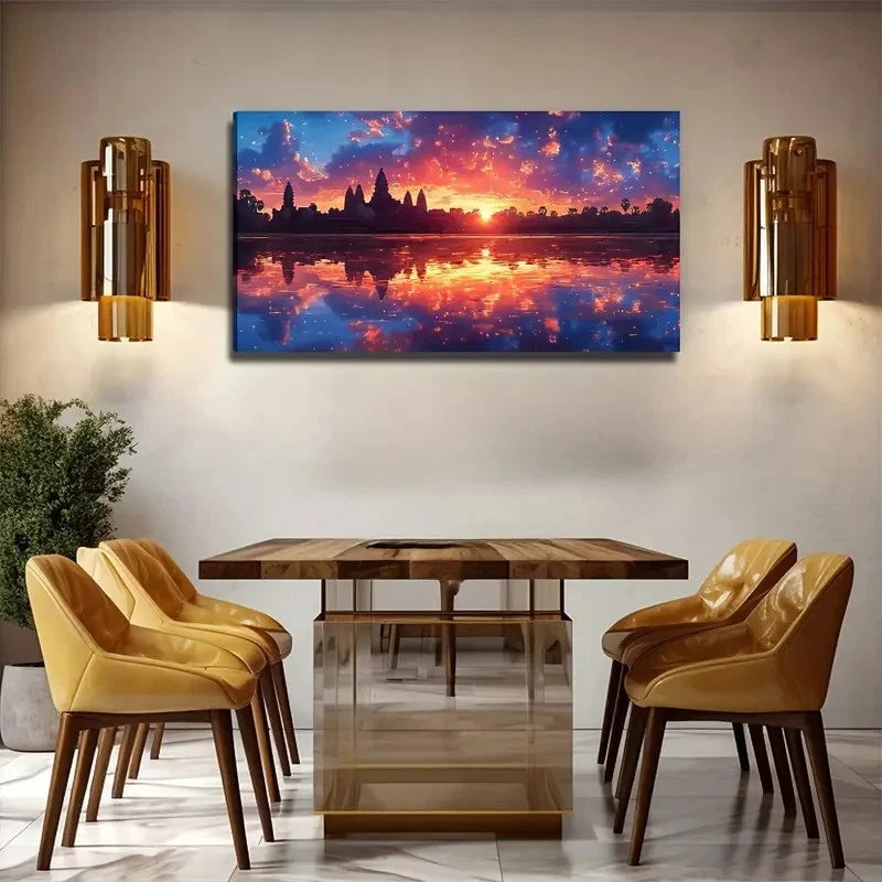 Sunset River Perfect Wall Art Canvas Office Home Room Framed 120x60cm
