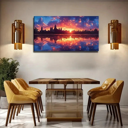 Sunset River Perfect Wall Art Canvas Office Home Room Framed 120x60cm