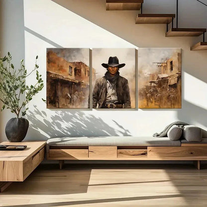 3pcs Western Cowboy Desert Town Horses Metal Print Ready to Hang Art - Bella Home Decor