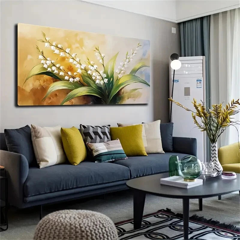 Bloom with Emerald Green Leaves Wall Art Canvas Office Home Room Framed 120x60cm - Bella Home Decor