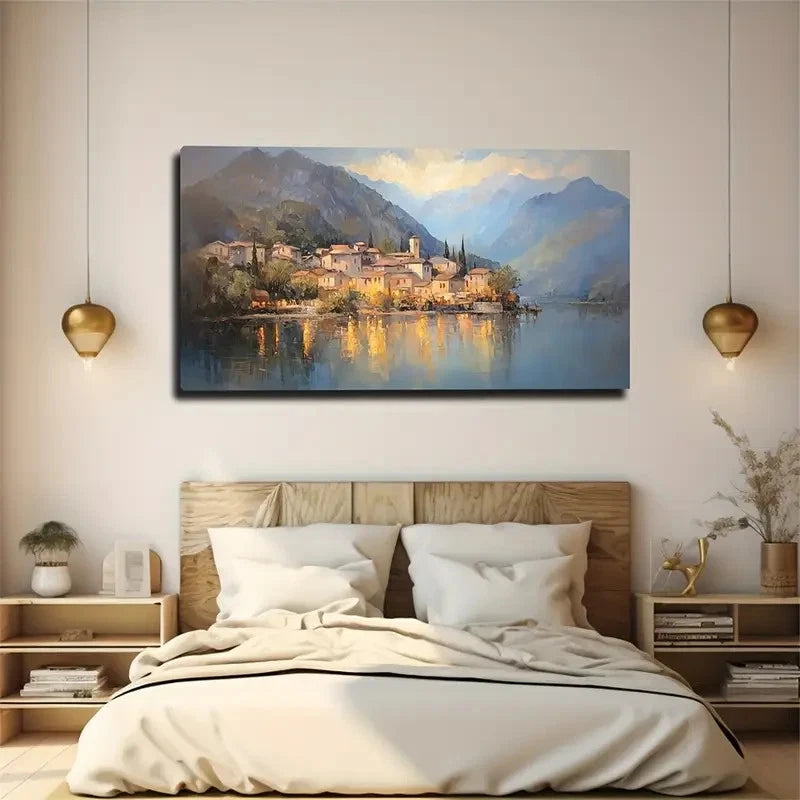 Quiet Town Warm House Space Wall Art Canvas Office Home Room Framed 120x60cm