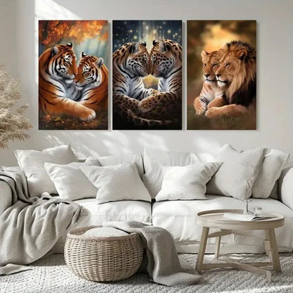3pcs Animals Painting Wall Art Canvas Unframed - High Quality Print 100% Australian Made Wall Canvas - Bella Home Decor