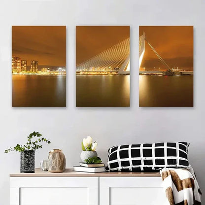 3pcs Long Exposure Skyline Nightscape Perfect  Wall Art Set Canvas Unframed - High Quality Print 100% Australian Made Wall Canvas