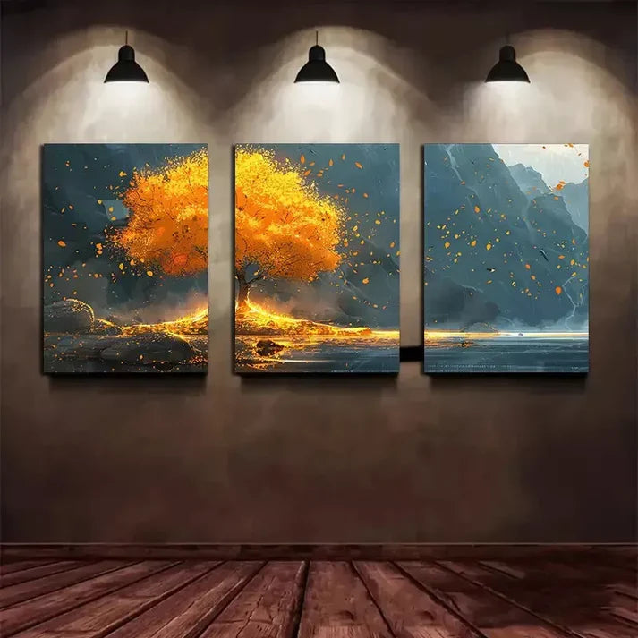 3pcs Beautiful Autumn & Mountain Wall Art Canvas Unframed - High Quality Print 100% Australian Made Wall Canvas - Bella Home Decor