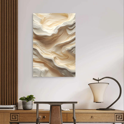 Neutral 3D Layered Paper Cut Abstract Beige 40x60cm Metal Print Ready to Hang
