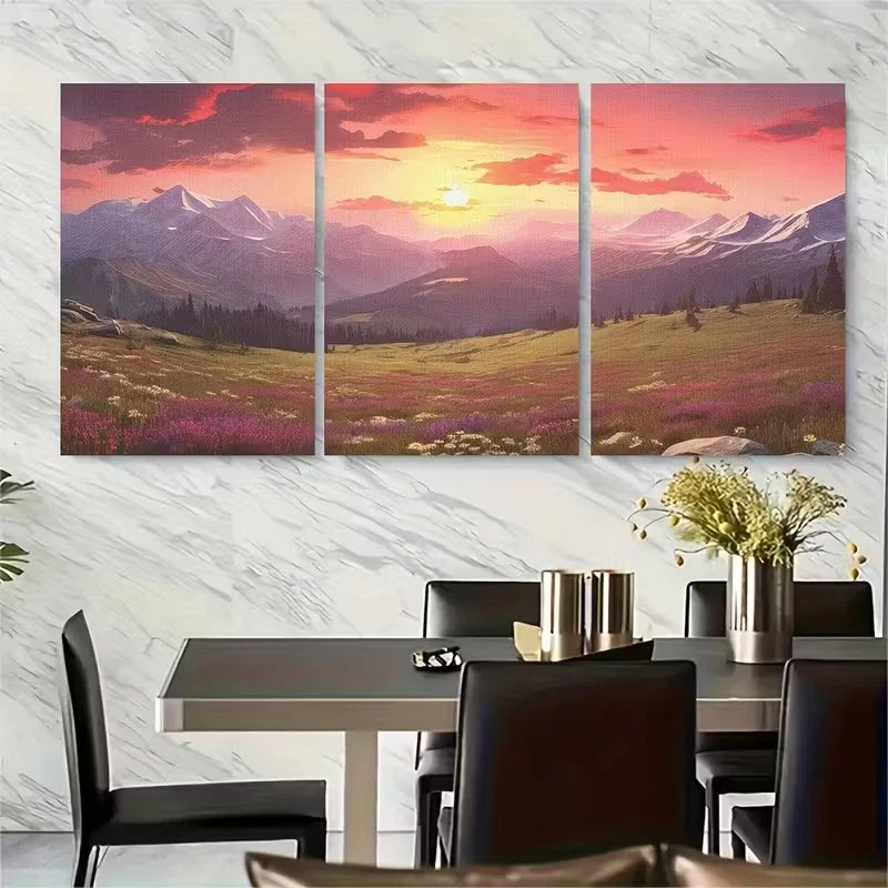 3pcs Snowy Mountain Range Metal Print Ready to Hang Art