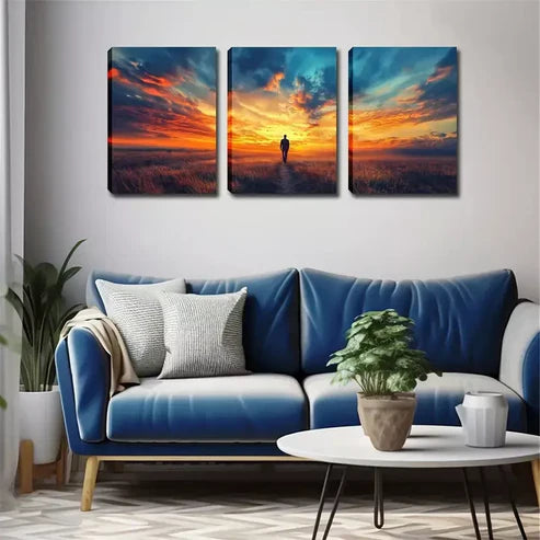 3pcs The Sky, A Lone Person Wall Art Canvas Unframed - High Quality Print 100% Australian Made Wall Canvas