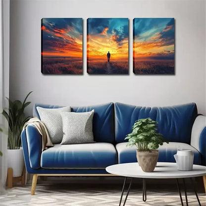 3pcs The Sky, A Lone Person Wall Art Canvas Unframed - High Quality Print 100% Australian Made Wall Canvas
