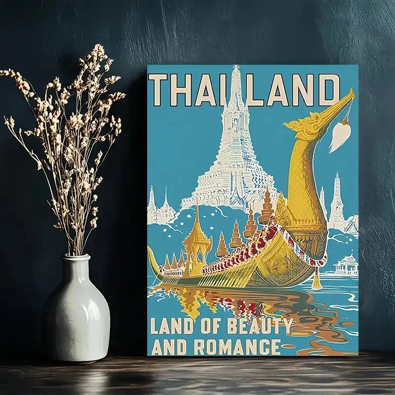Thailand Romantic Land of Beauty and Romance Travel Poster Print Wall Art