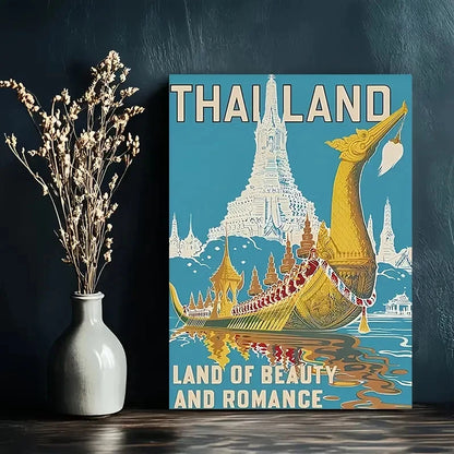 Thailand Romantic Land of Beauty and Romance Travel Poster Print Wall Art