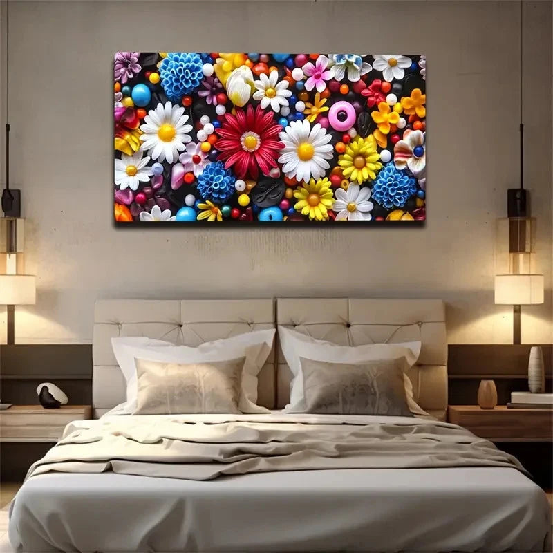 Various Colored Flowers Wall Art Canvas Office Home Room Framed 120x60cm