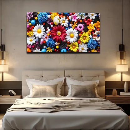Various Colored Flowers Wall Art Canvas Office Home Room Framed 120x60cm