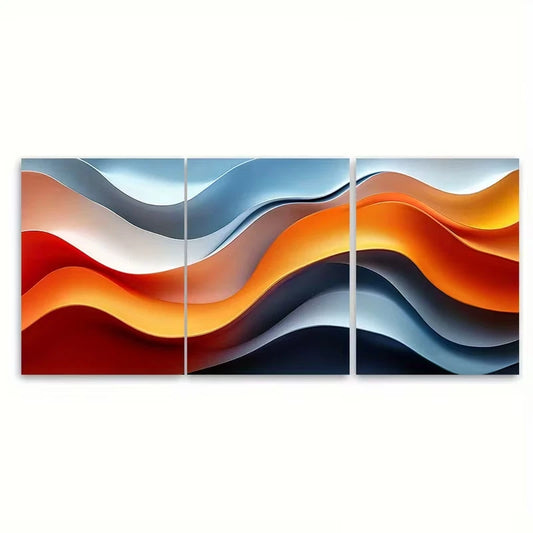 3pcs Modern Abstract Shape Metal Print Ready to Hang Art