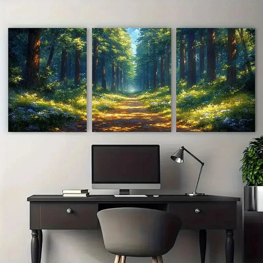 3pcs Redwood Forest California Landscape Metal Print Ready to Hang Art