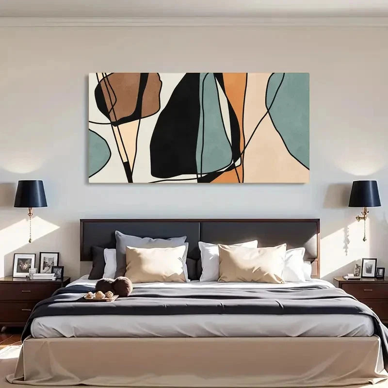 Abstract Geometric Minimalist Wall Art Canvas Office Home Room Framed 120x60cm - Bella Home Decor