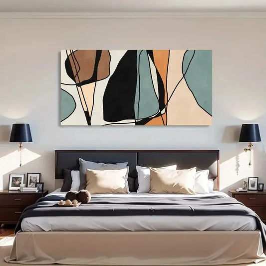 Abstract Geometric Minimalist Wall Art Canvas Office Home Room Framed 120x60cm