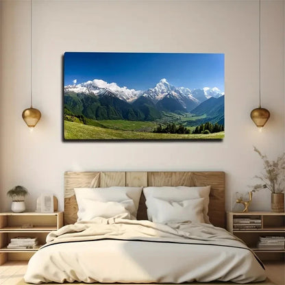 Snow-Capped Mountains Wall Art Canvas Office Home Room Framed 120x60cm