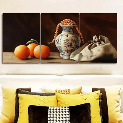 3pcs Still life painting of an old vase Wall Art Set Canvas Unframed - High Quality Print 100% Australian Made Wall Canvas