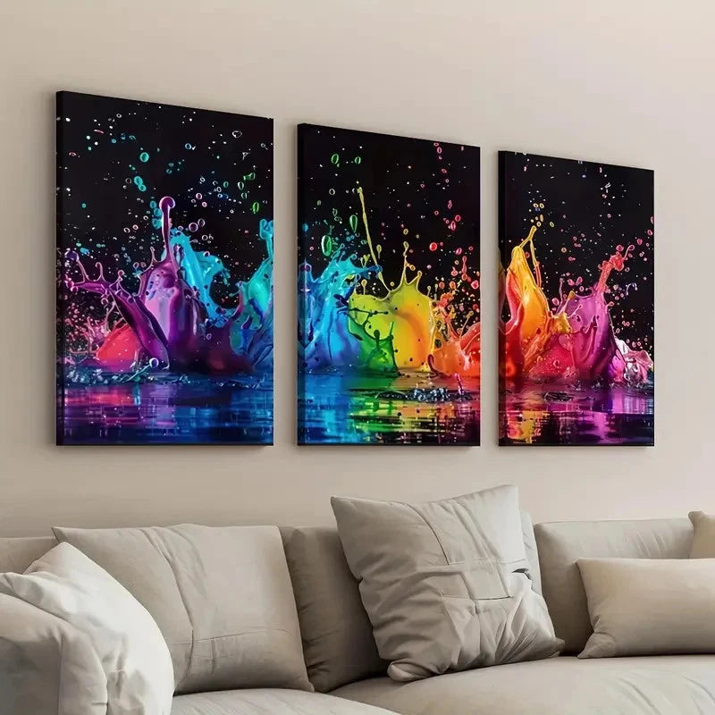 3pcs Fashion Abstract Color Art, Large Wall Art Set Canvas Framed 40x60cm - High Quality Print 100% Australian Made Wall Canvas Ready to Hang