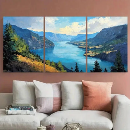 3pcs Columbia Gorge River Landscape Travel Metal Print Ready to Hang Art - Bella Home Decor