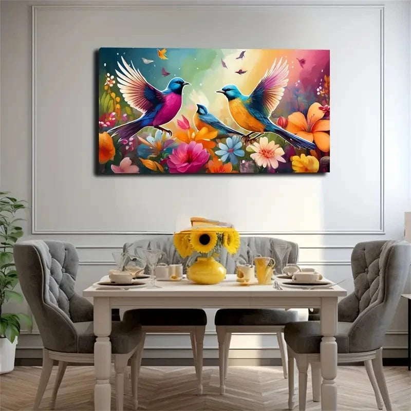 A Flock Of Flying Birds Wall Art Canvas Office Home Room Framed 120x60cm