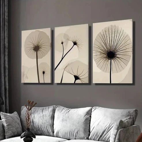 3pcs Botanical Line Floral Orientation Wall Art Set Canvas Unframed - High Quality Print 100% Australian Made Wall Canvas - Bella Home Decor