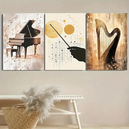 3pcs Classical Music Wall Art Set Canvas Framed 60x90cm - High Quality Print 100% Australian Made Wall Canvas Ready to Hang - Bella Home Decor