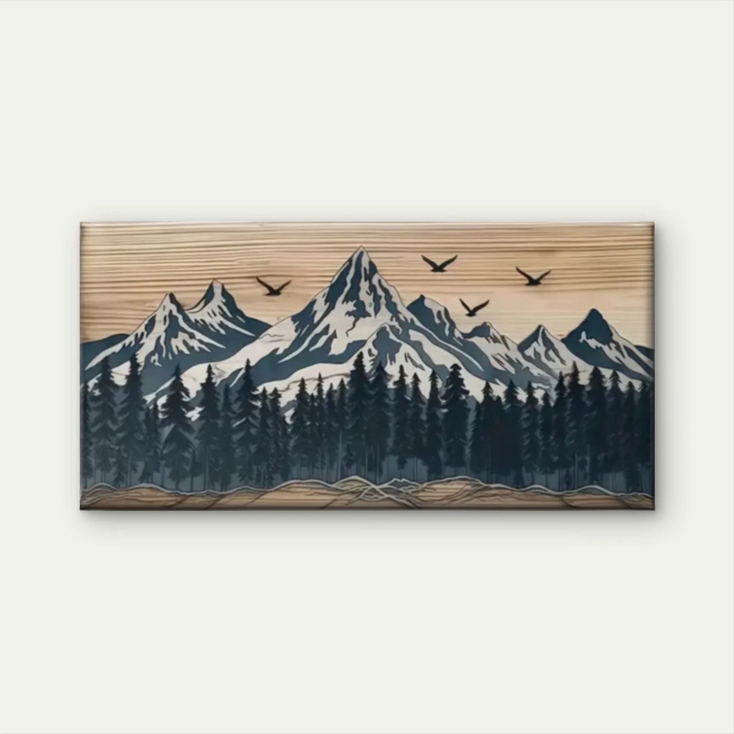 Modern Mountain Scene Wall Art Canvas Office Home Room Framed 120x60cm