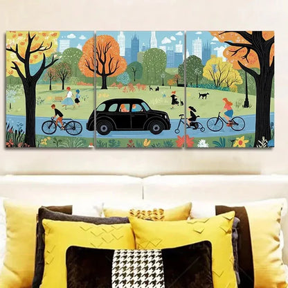 3pcs London Taxi Scene Wall Art Set Canvas Unframed - High Quality Print 100% Australian Made Wall Canvas