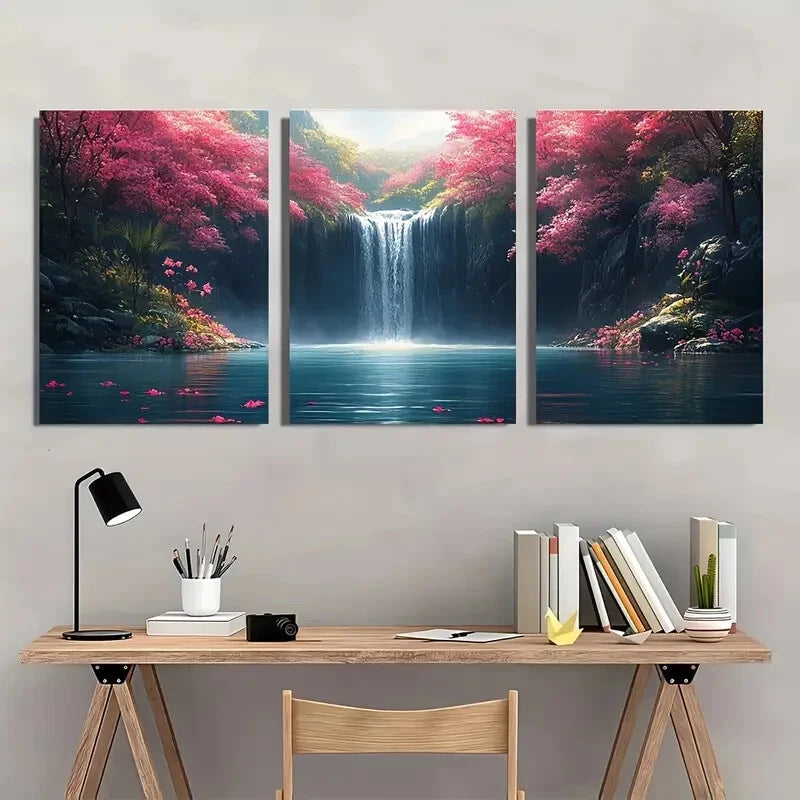 3pcs Flower Painting Print Water Art Tropical Metal Print Ready to Hang Art - Bella Home Decor