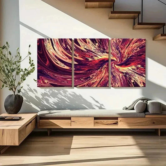 3pcs Abstract Aesthetic Swirl Psychedelic Wall Art Set Canvas Framed 60x90cm - High Quality Print 100% Australian Made Wall Canvas Ready to Hang