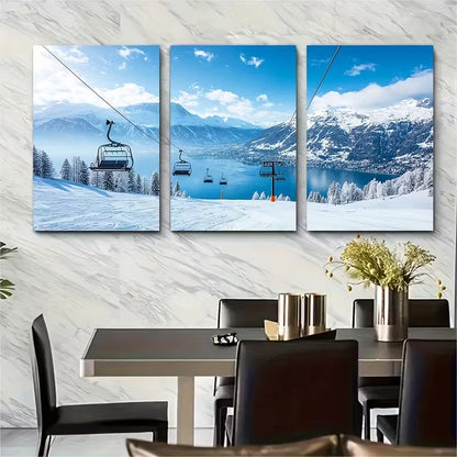 3pcs Lake Geneva & Lake Maggiore Scene Metal Print Ready to Hang Art
