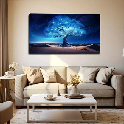 Enchanting Blue Tree Of Life Wall Art Canvas Office Home Room Framed 120x60cm