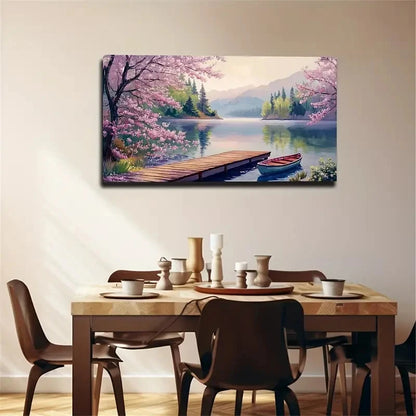 Beautiful Lake Scenery Style Wall Art Canvas Office Home Room Framed 120x60cm