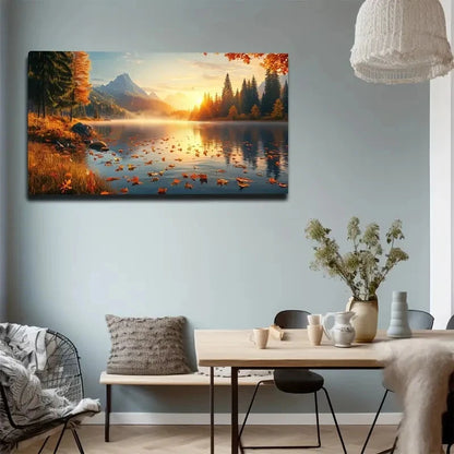 Serene Autumn Landscape Wall Art canvas office home room framed 120x60cm - Bella Home Decor