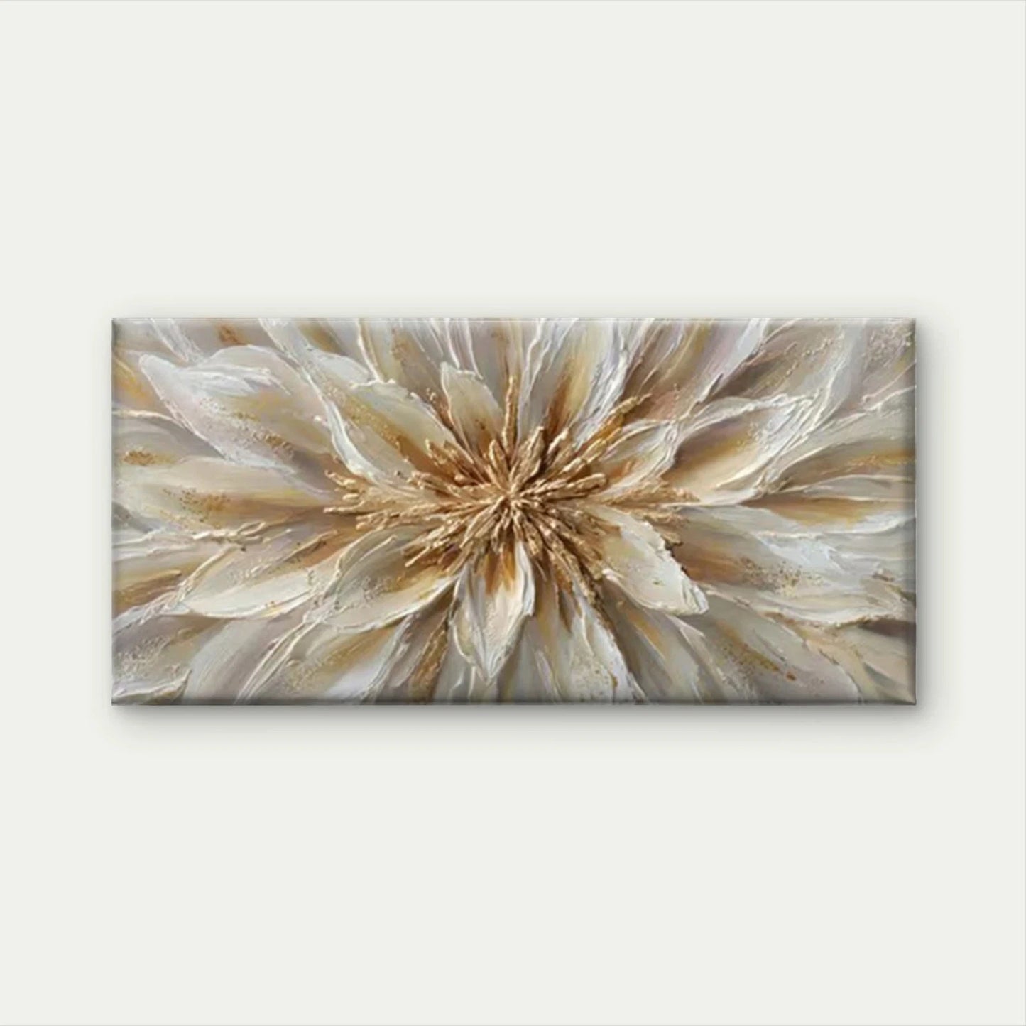 Golden & Abstract Flower Wall Art Canvas Office Home Room Framed 120x60cm