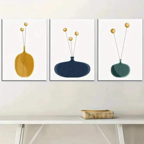 3pcs Light Luxury Vase Directly Wall Art Set Canvas Unframed - High Quality Print 100% Australian Made Wall Canvas