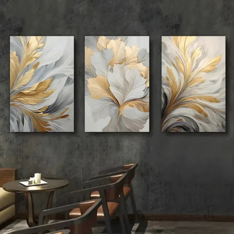 3pcs Modern Abstract Wall Art Luxury Posters Metal Print Ready to Hang Art - Bella Home Decor