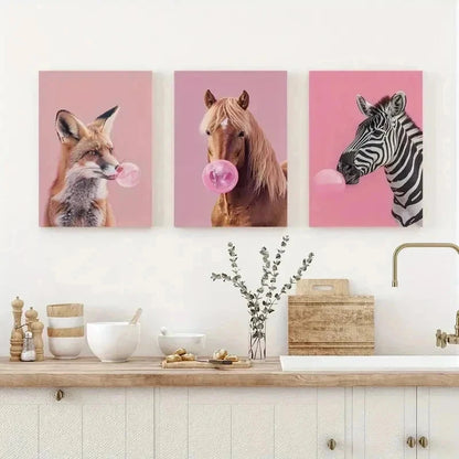3pcs Whimsical Animal Canvas Wall Art Set Canvas Framed 60x90cm - High Quality Print 100% Australian Made Wall Canvas Ready to Hang