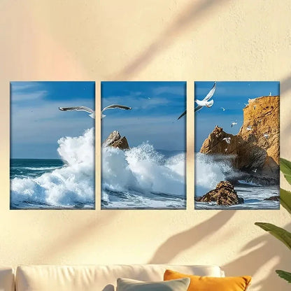3pcs Raging Waves And Reefs Wall Art Set Canvas Framed 40x60cm - High Quality Print 100% Australian Made Wall Canvas Ready to Hang