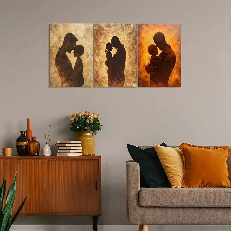 3pcs Vintage Father & Son Silhouette Metal Print Ready to Hang Art - Bella Home Decor