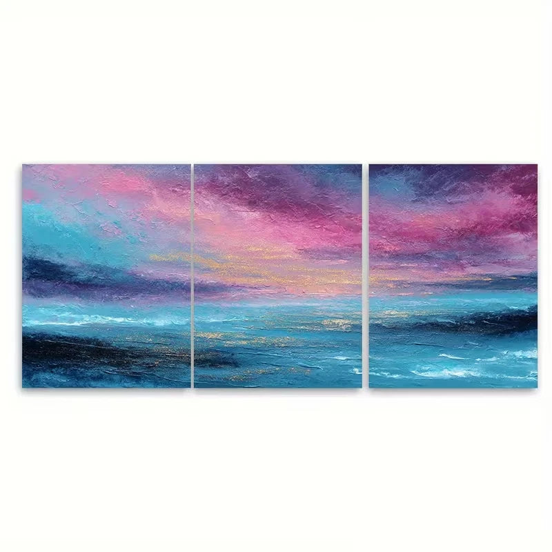 3pcs Abstract Ocean Landscape Metal Print Ready to Hang Art - Bella Home Decor