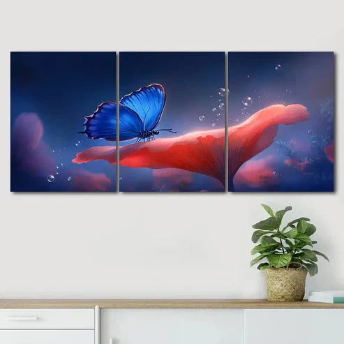 3pcs Black And Yellow Butterflies Colorful Wall Art Set Canvas Unframed - High Quality Print 100% Australian Made Wall Canvas - Bella Home Decor