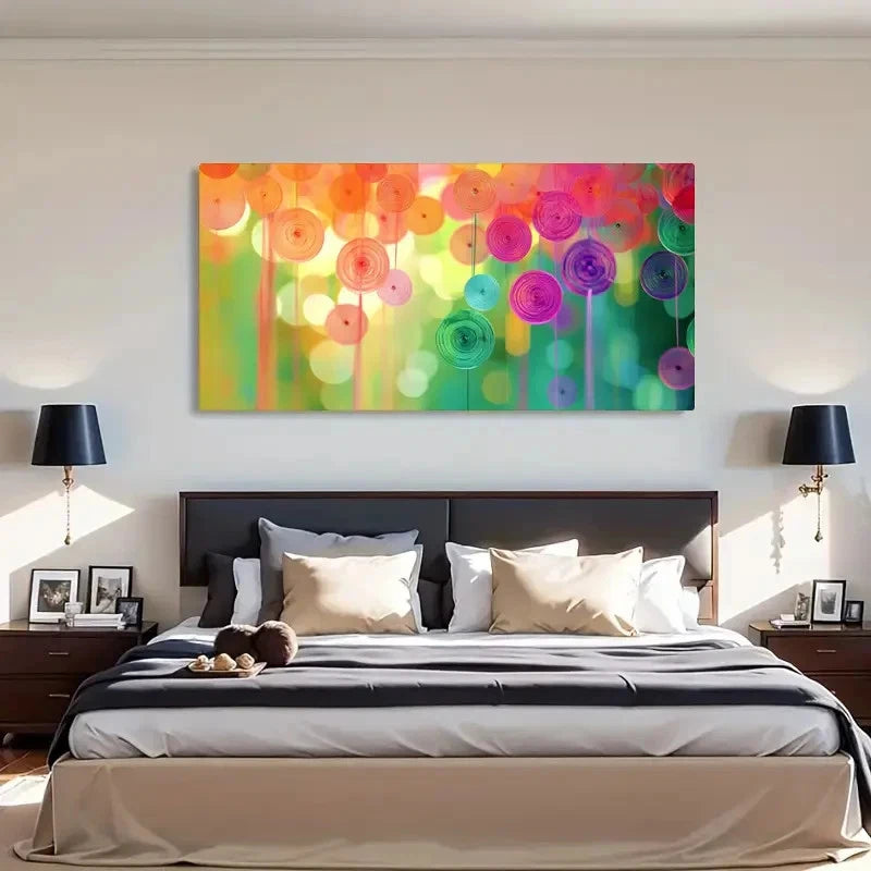 Abstract Circular Colorful Wall Art Canvas Office Home Room Framed 120x60cm