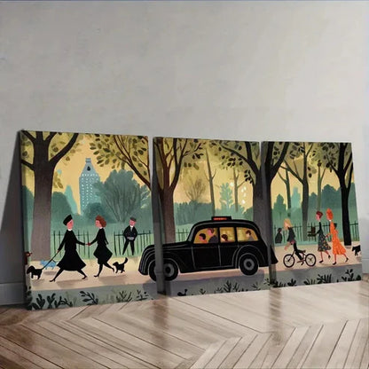 3pcs London taxi Wall Art Set Canvas Unframed - High Quality Print 100% Australian Made Wall Canvas