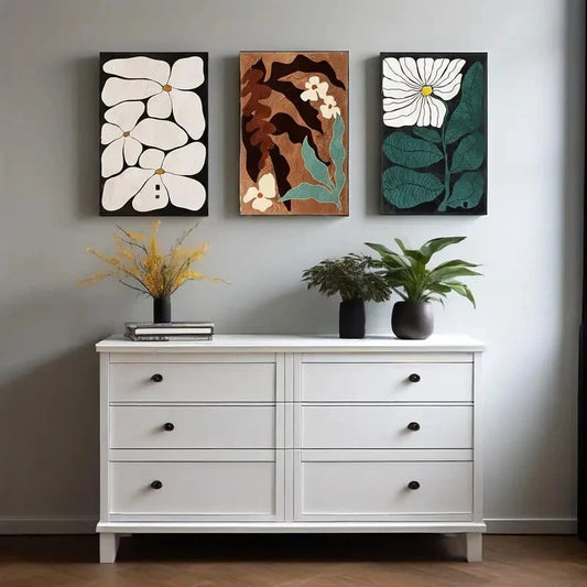 3pcs Modern Neutral Aesthetic Botanical Abstract Metal Print Ready to Hang Art