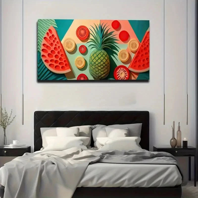 Vibrant Tropical Fruit Wall Art Canvas Office Home Room Framed 120x60cm