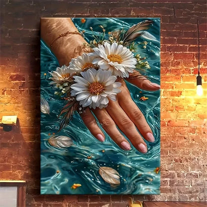 Floral Handpiece Oil Painting 60x90cm Metal Print Ready to Hang