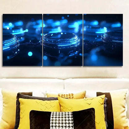 3pcs Blue Digital Technology Art    Wall Art Set Canvas Framed 50x70cm - High Quality Print 100% Australian Made Wall Canvas Ready to Hang - Bella Home Decor