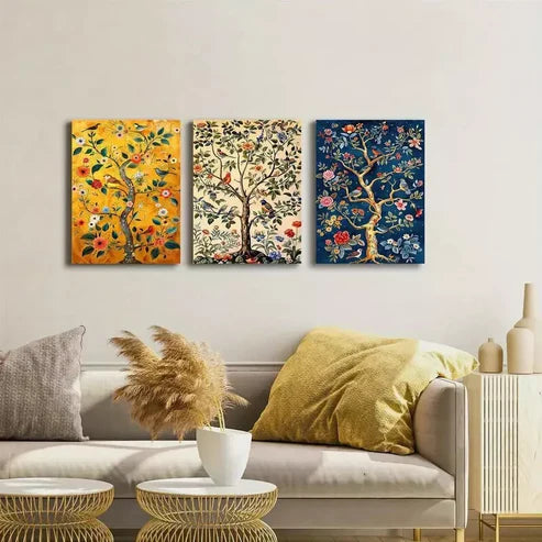 3pcs Tree of Life & Songbirds Canvas Unframed - High Quality Print 100% Australian Made Wall Canvas